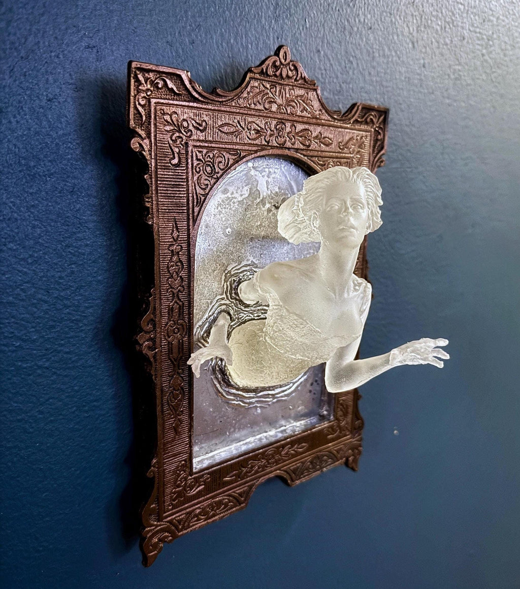 Ghost in the Mirror Wall Plaque — Glow in the Dark Victorian Gothic Wall Art