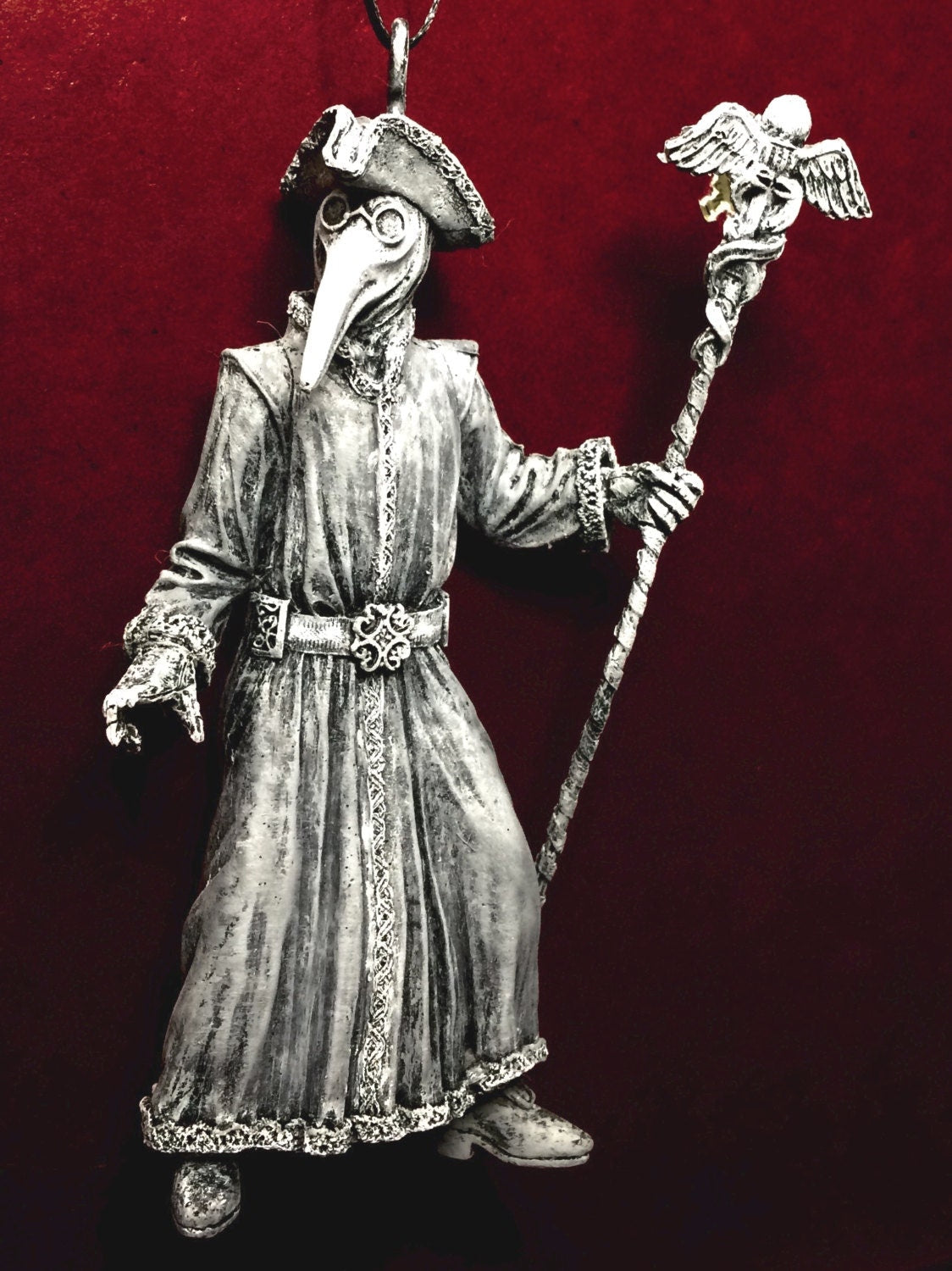 Venetian Plague Doctor Hand-Painted Resin Ornament