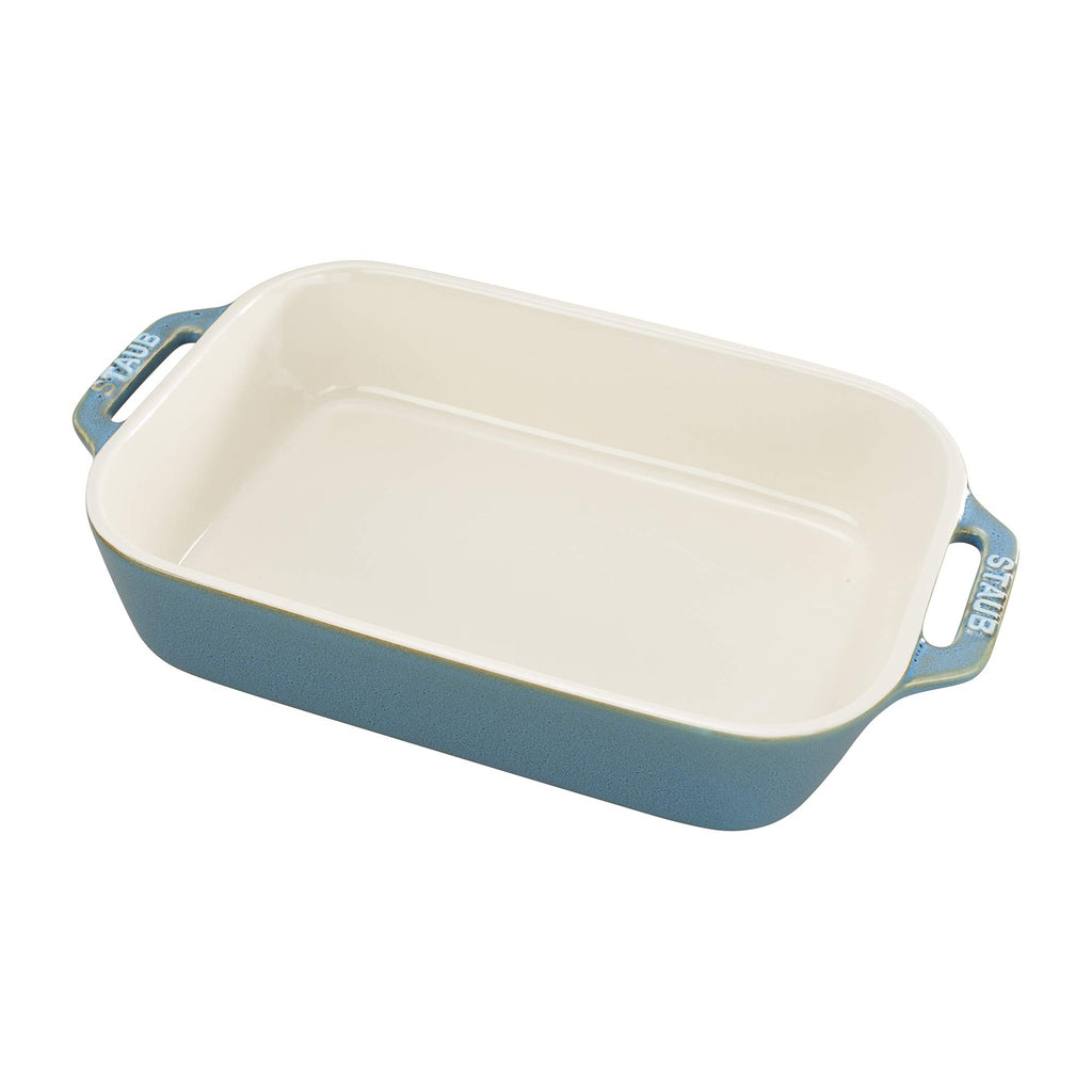 Staub Ceramic Rectangular Baking Dish, 10.5" x 7.5" – Rustic Turquoise