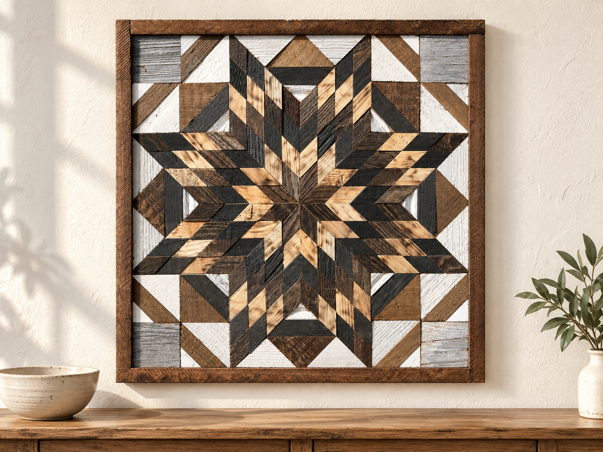 Amish-Made Barn Quilt | Reclaimed Wood | 20.75 × 20.75 in
