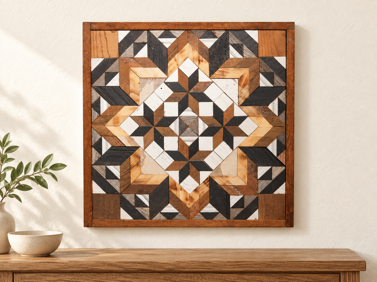 Amish-Made Barn Quilt | Reclaimed Wood | 20.75 × 20.75 in