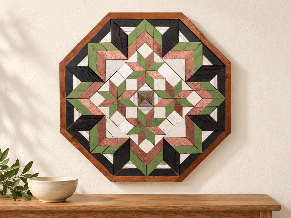 Amish-Made Barn Quilt | Reclaimed Wood | 20.75 × 20.75 in