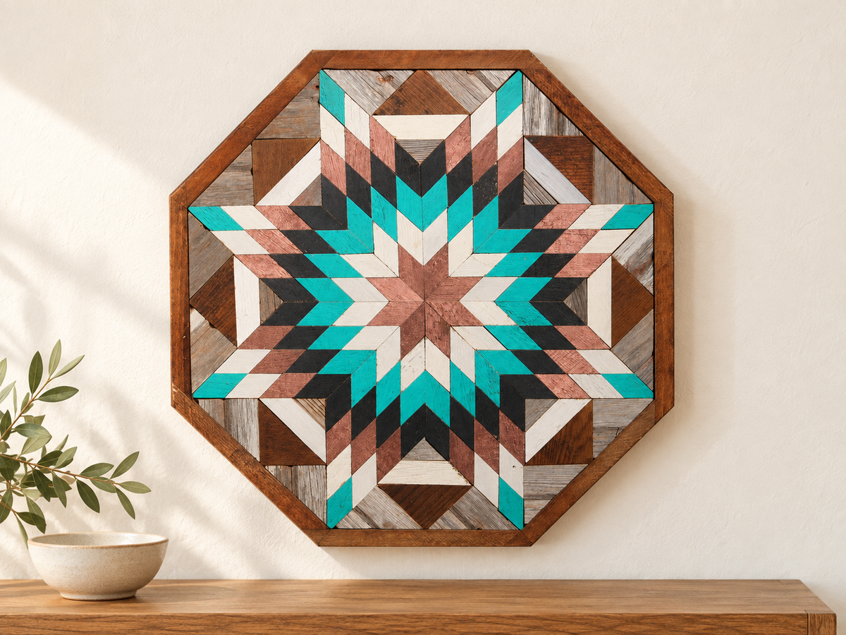 Amish-Made Barn Quilt | Reclaimed Wood | 20.75 × 20.75 in