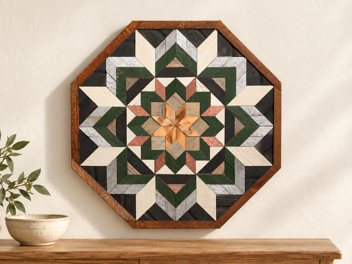 Amish-Made Barn Quilt | Reclaimed Wood | 20.75 × 20.75 in