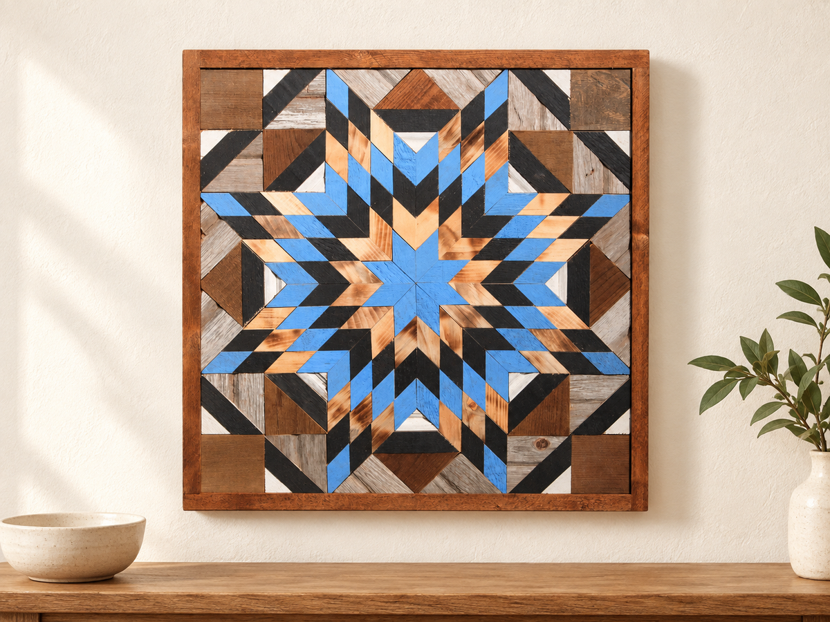 Amish-Made Barn Quilt | Reclaimed Wood | 20.75 × 20.75 in