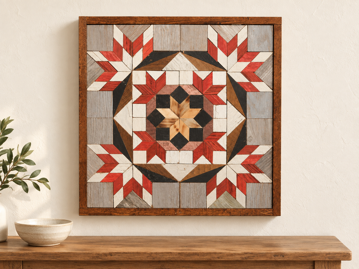 Amish-Made Barn Quilt | Reclaimed Wood | 20.75 × 20.75 in