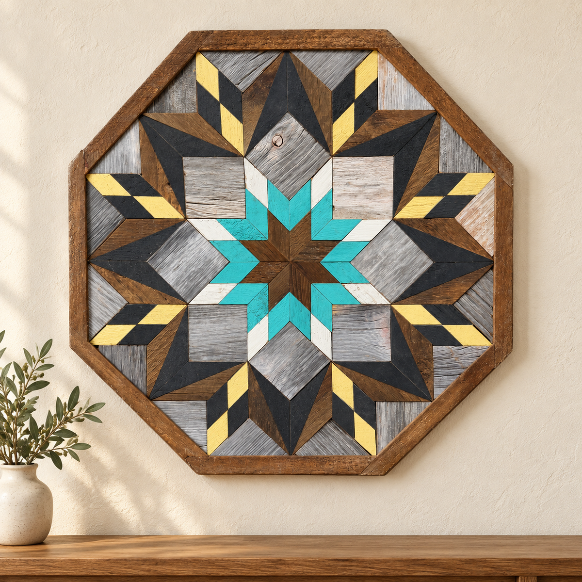 Amish-Made Barn Quilt | Reclaimed Wood | 20.75 × 20.75 in