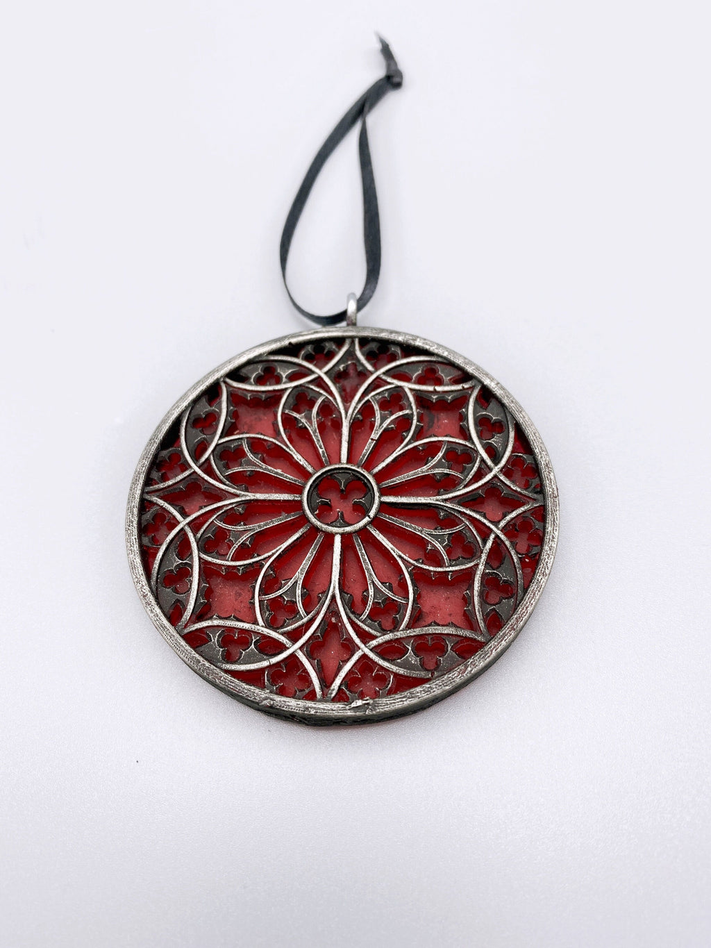 Gothic Cathedral Window Ornament — Translucent Red