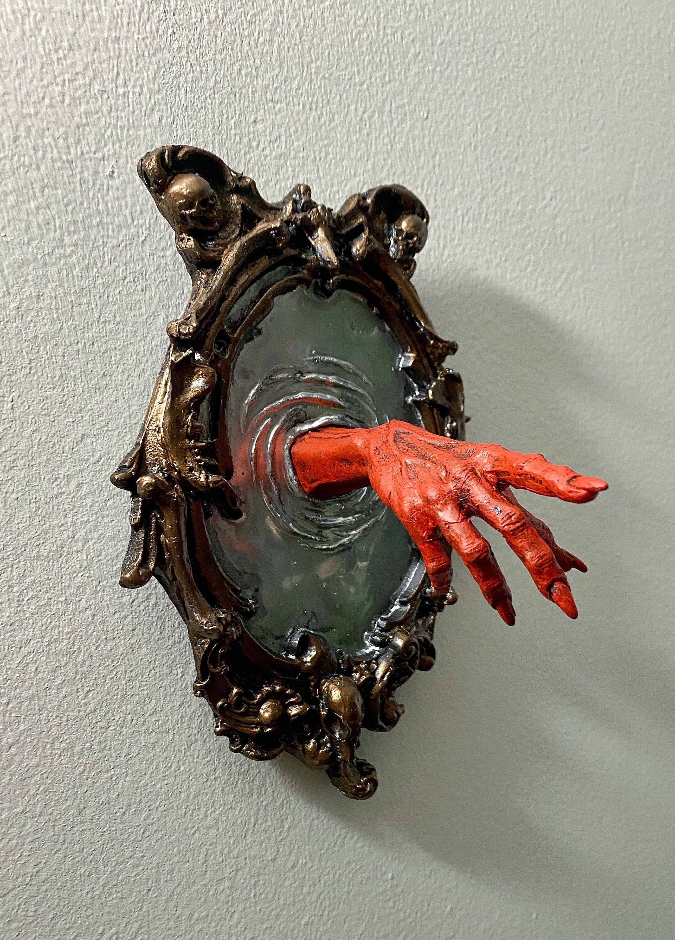 Spectral Hand Wall Plaque — Blood Red