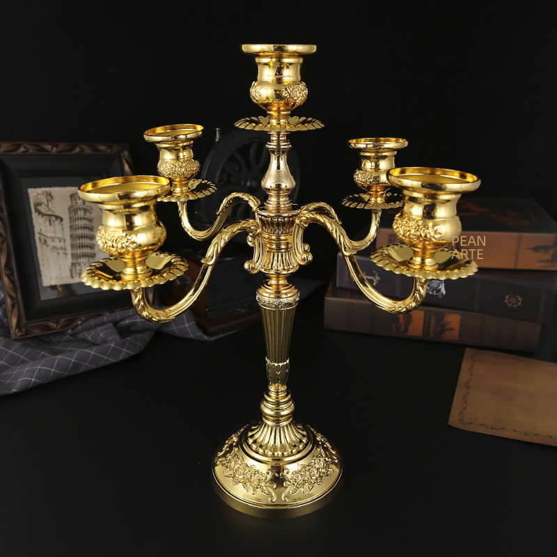Vintage European Multi-Arm Metal Candle Holder — 3 & 5-Head Styles