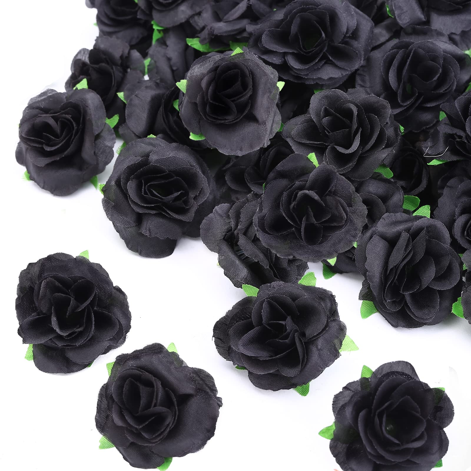 50pcs Mini Rose Artificial Flower Heads 1.57” Real Looking Silk Rose for DIY Craft Halloween Party Decoration Home Decor