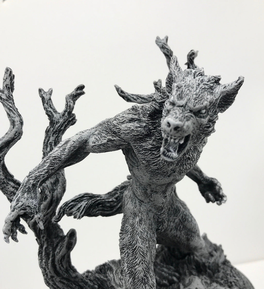 Werewolf Hand-Painted Grayscale Resin Figurine