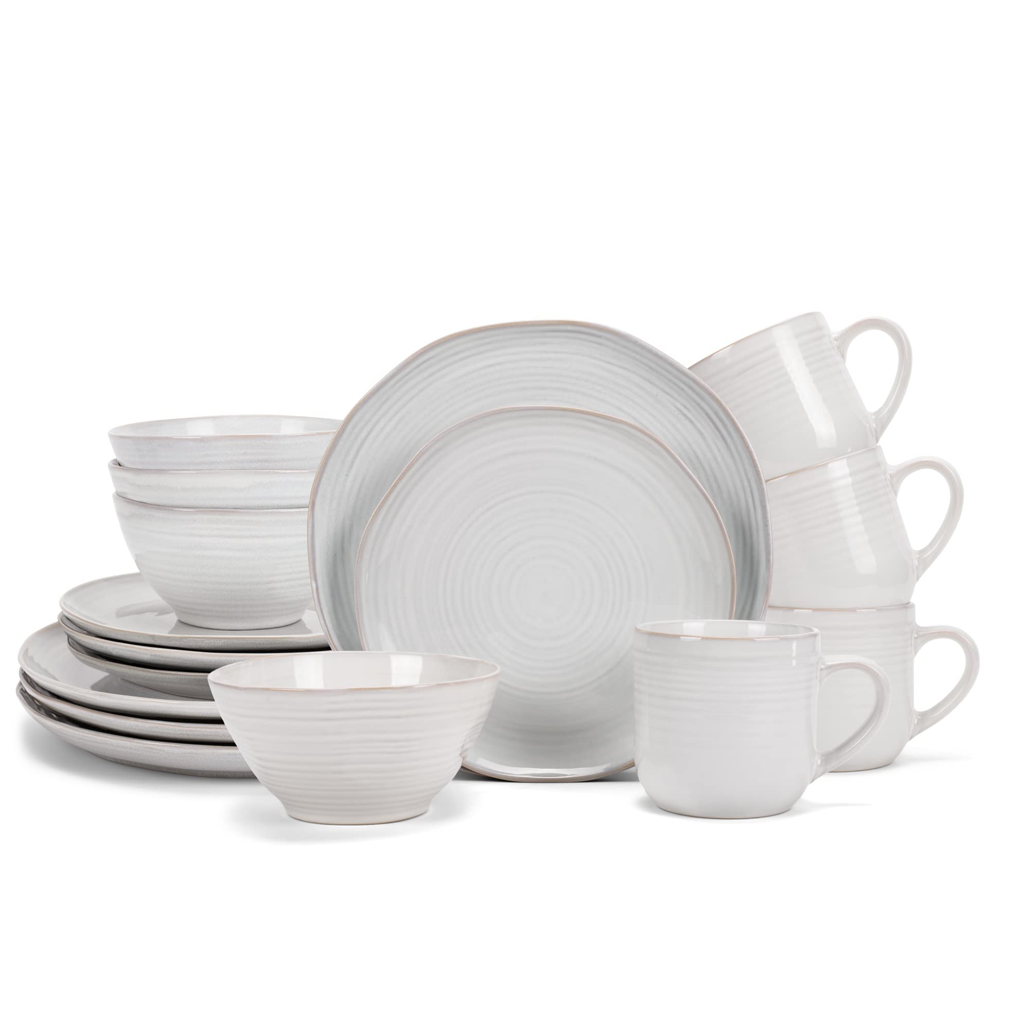 Artisan Ceramic Stoneware Dinnerware Set, Service for 4 – Classic White