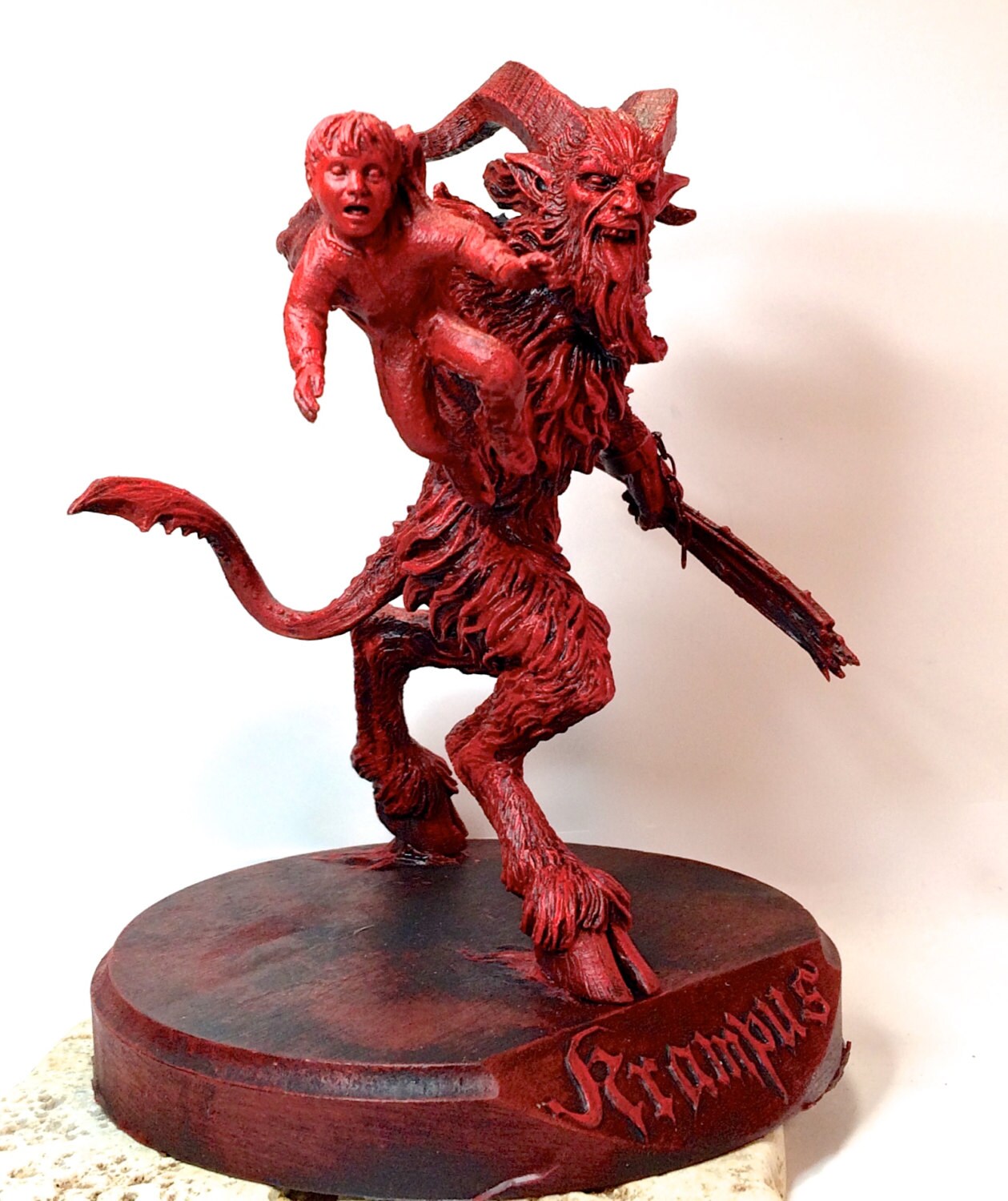 Krampus III Hand-Painted Resin Figurine — Red Finish