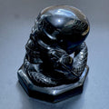 Skull & Snake Obsidian Carving — Large Hand-Carved Collectible