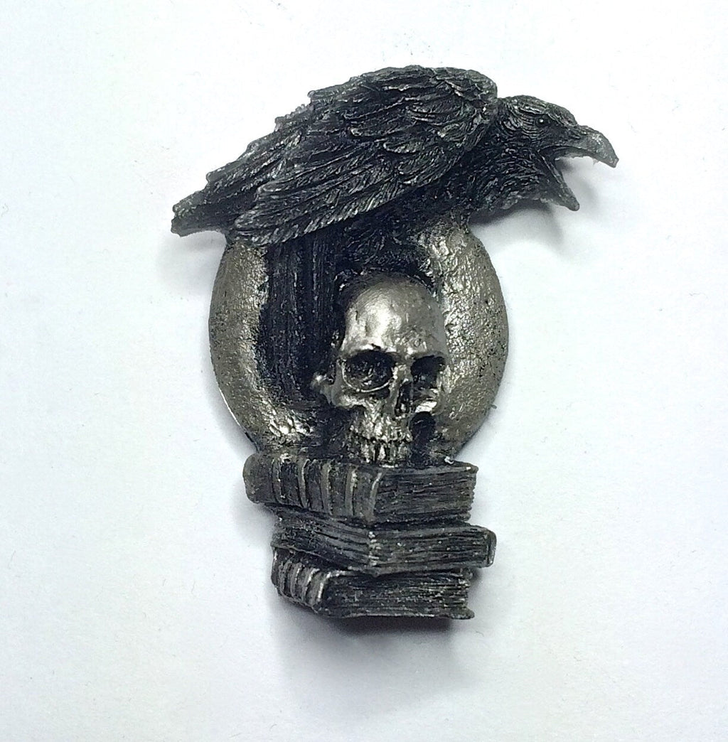 Poe's Raven & Skull Hand-Painted Resin Magnet