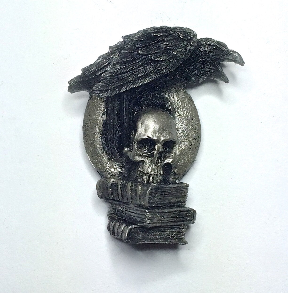 Poe's Raven & Skull Hand-Painted Resin Magnet