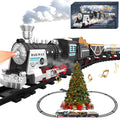 Electric Train Set Christmas Train Toys w/SmokesLights& Sound (ON/Off) Kids Rechargeable Train Set w/Steam Locomotive Cargo Cars & Tracks Christmas Birthday Gift for Boys Girls 3 4 5 6 7