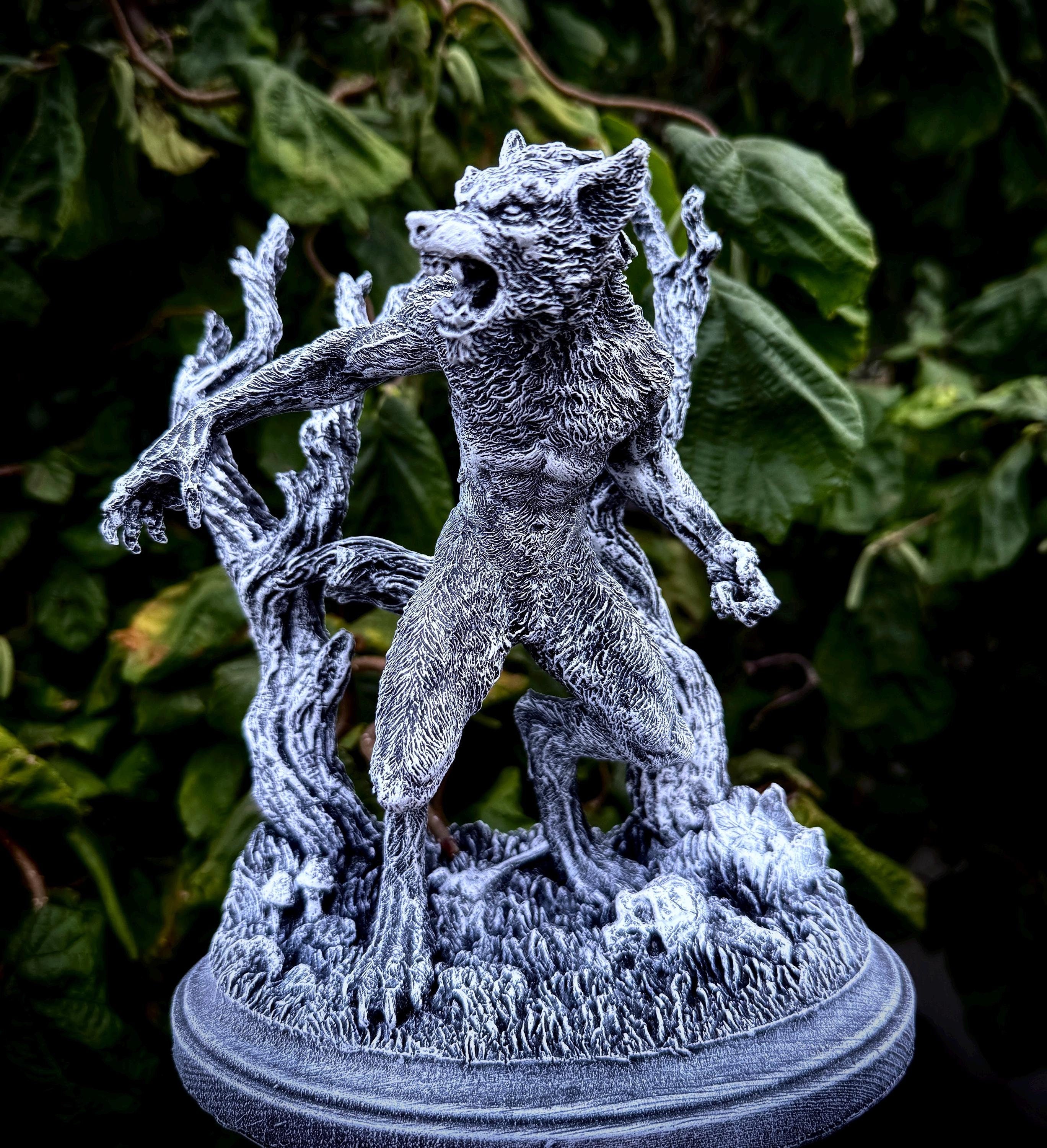 Werewolf Hand-Painted Grayscale Resin Figurine