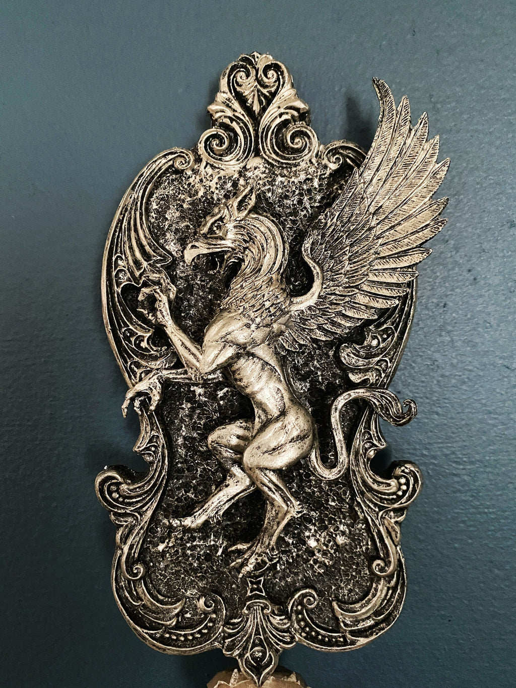 Medieval Griffin Hand-Painted Resin Wall Plaque