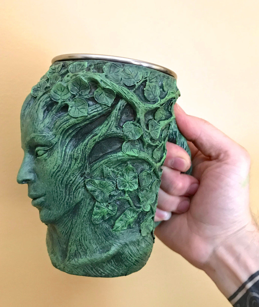 Dryad Art Mug — Green Hand-Sculpted Resin