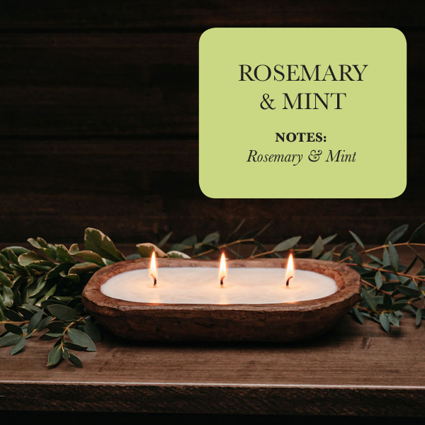 3-Wick Dough Bowl Soy Candle – Rosemary & Mint