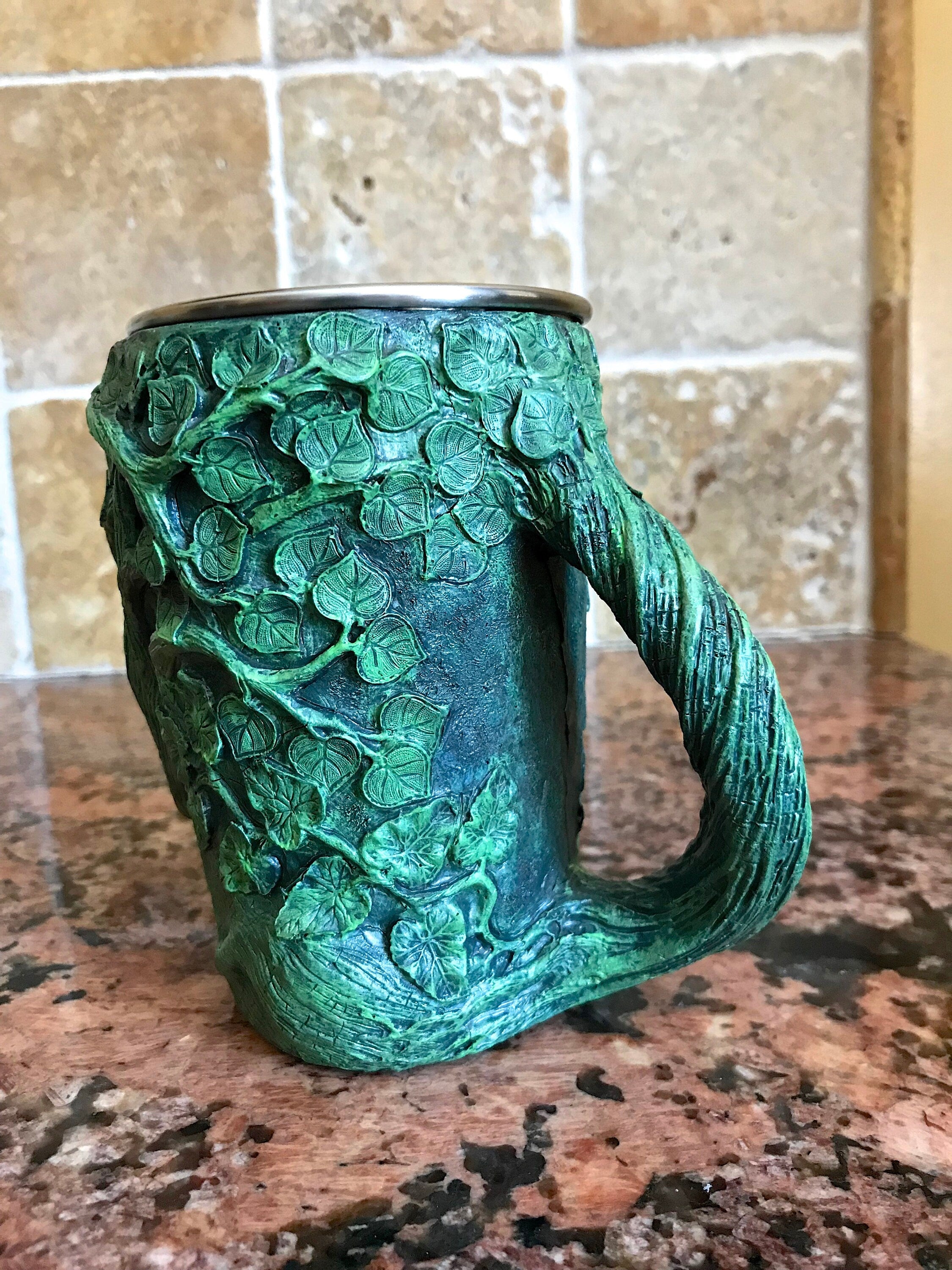 Dryad Art Mug — Green Hand-Sculpted Resin