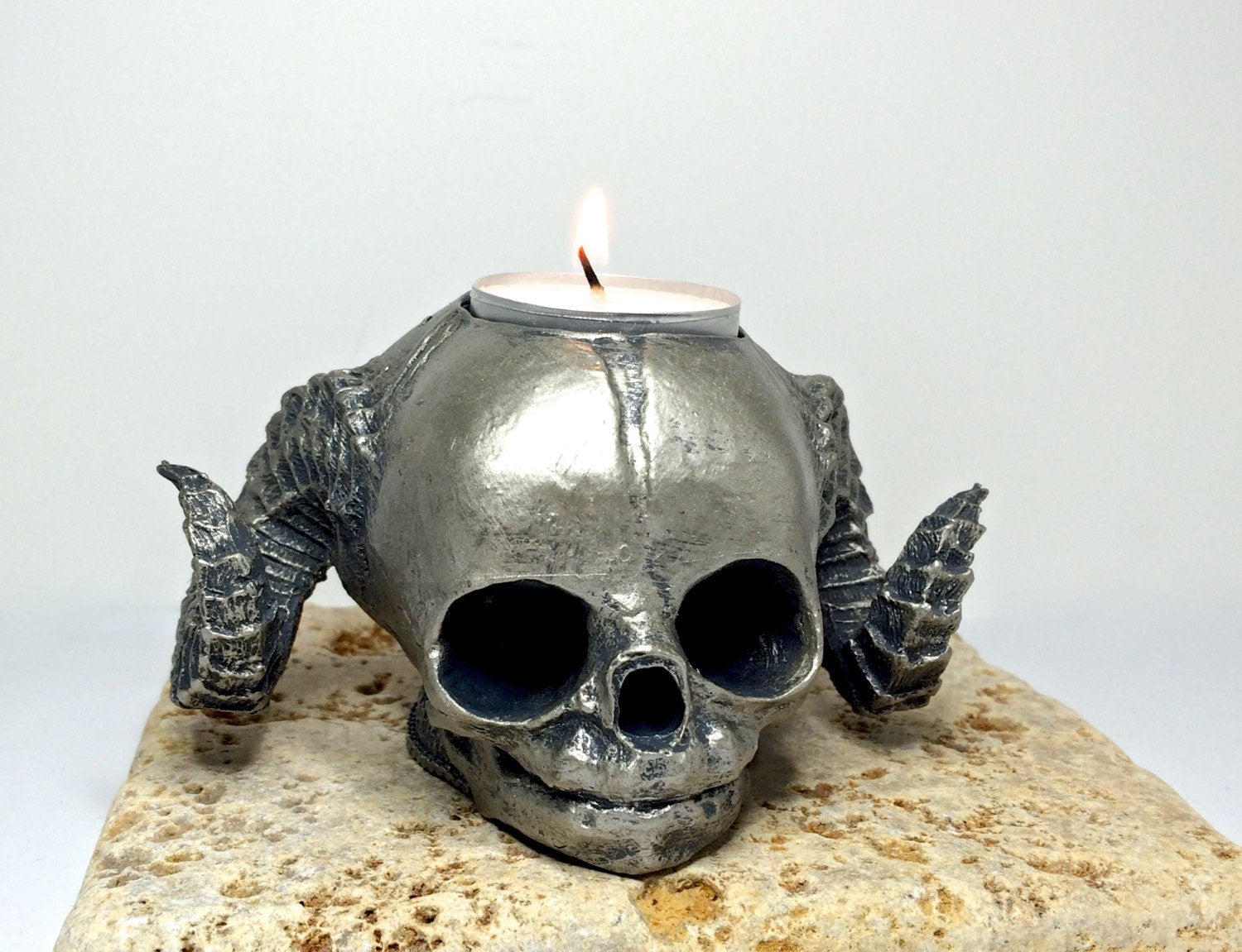 Satyr Fetal Skull Tea Light Holder