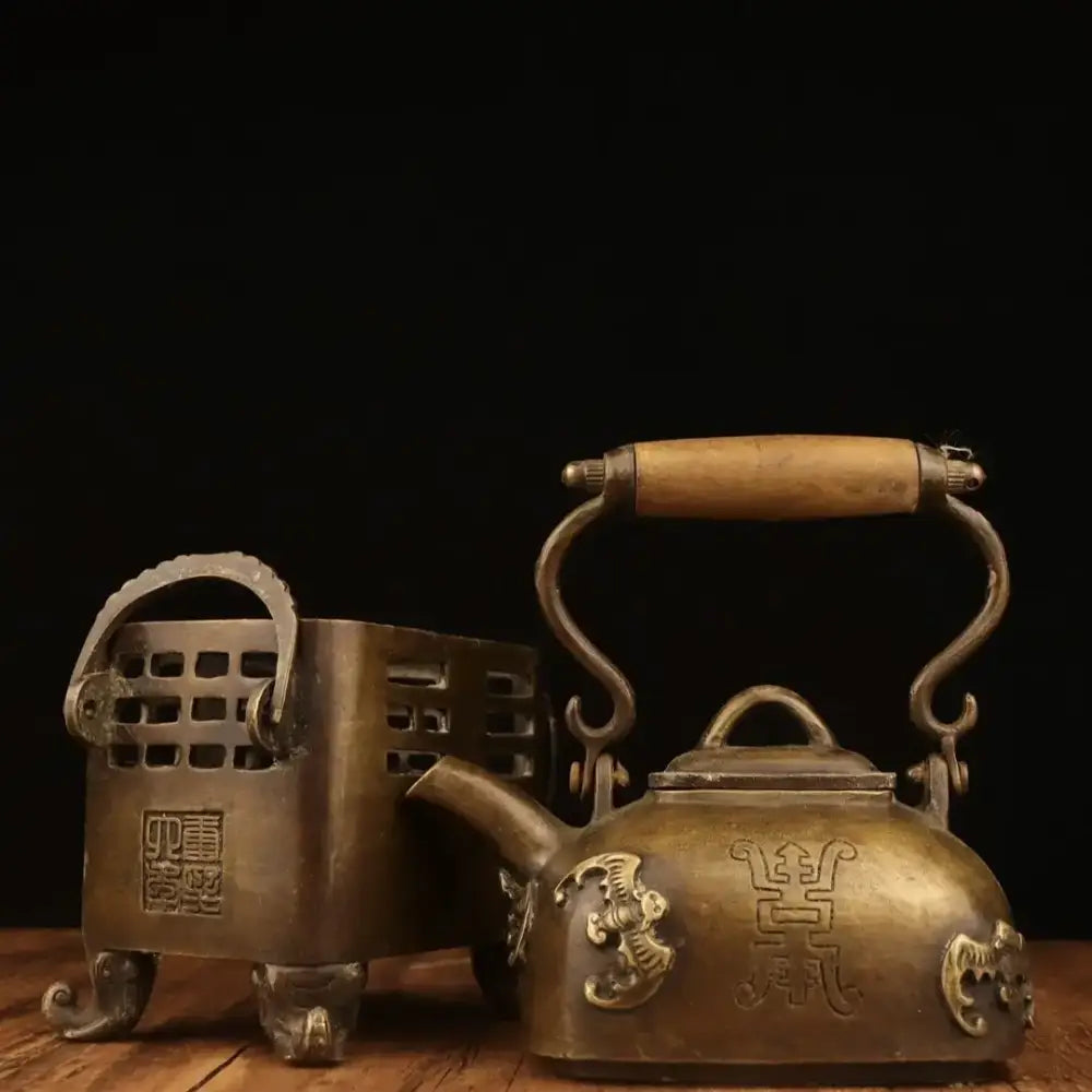 Antique Charcoal Stove, Copper Teapot & Warm Wine Pot Collection