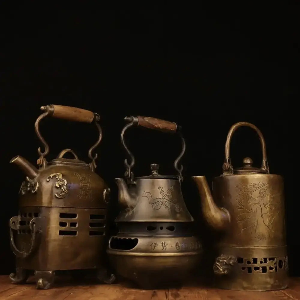 Antique Charcoal Stove, Copper Teapot & Warm Wine Pot Collection