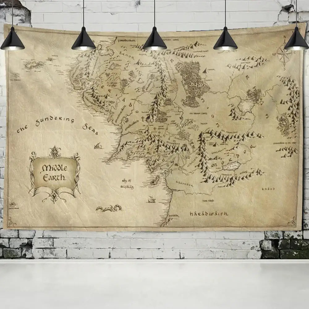Antique Pirate Treasure Map Tapestry — Boho Wall Hanging