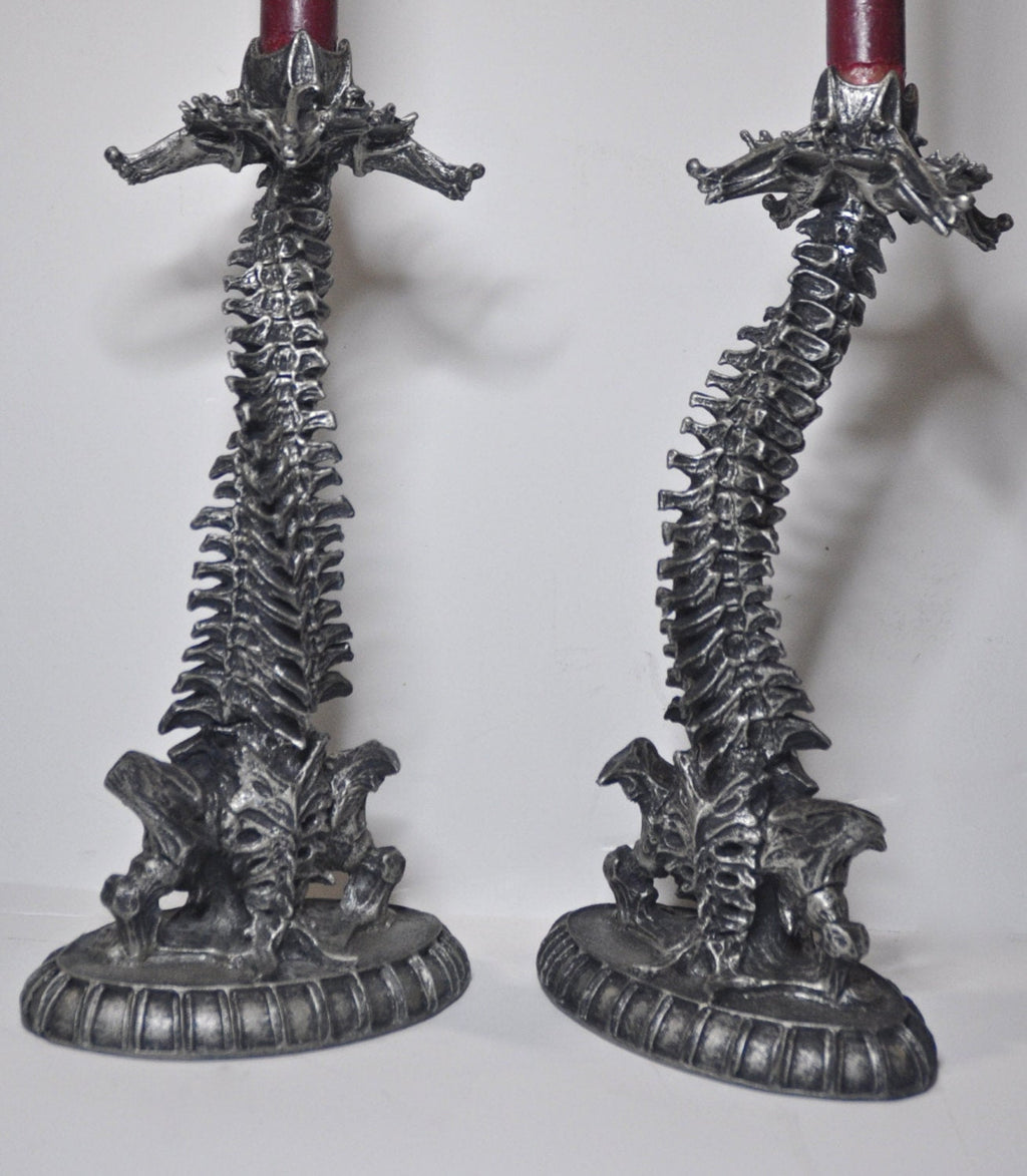 Helix Ossuary Candlestick Holders — Pair