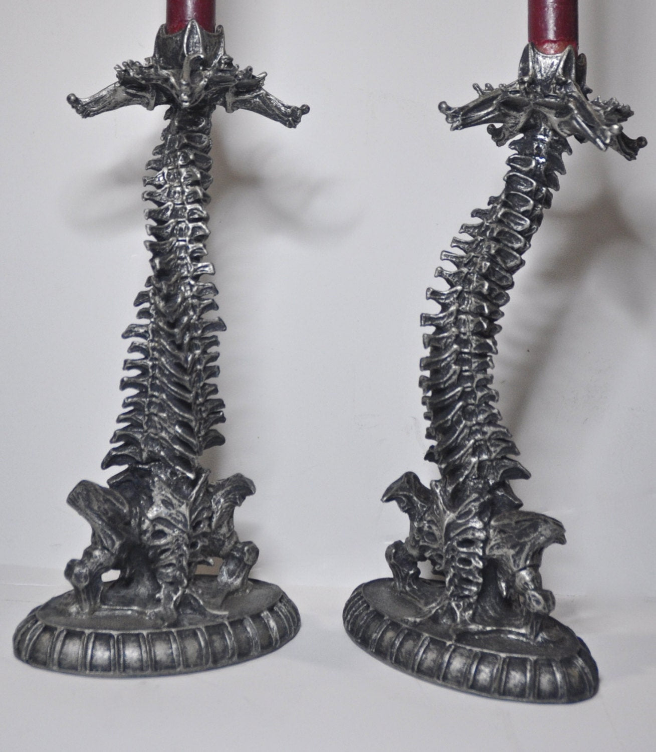 Helix Ossuary Candlestick Holders — Pair