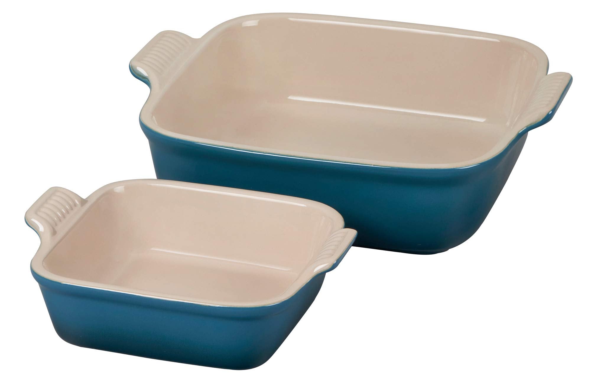 Le Creuset Stoneware Heritage Set of 2 Square Dishes Teal