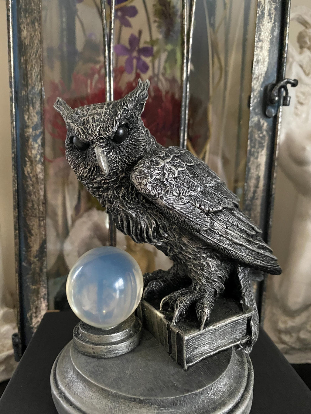 Horned Owl Witch's Familiar Hand-Painted Resin Figurine