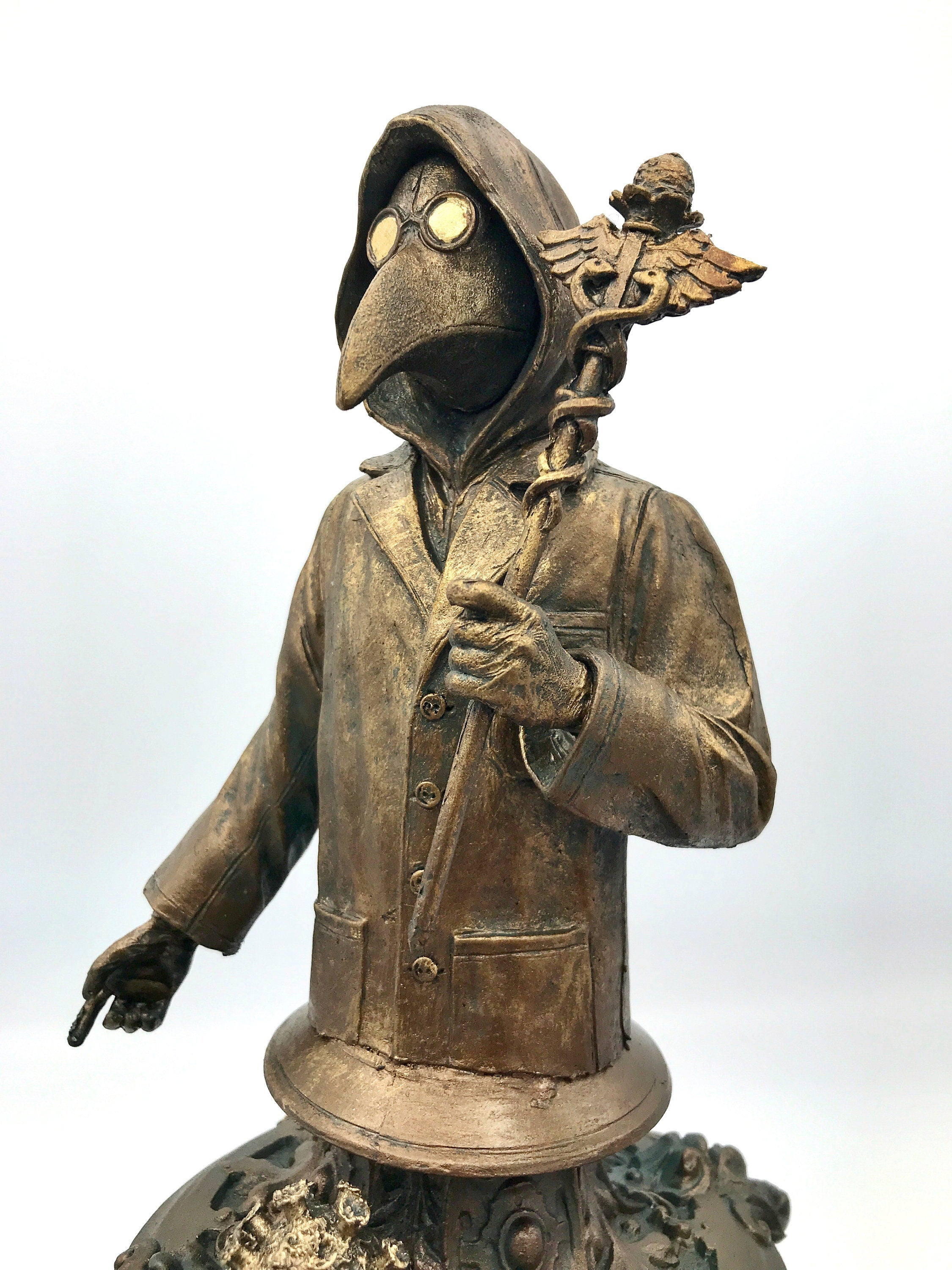 Healthcare Worker Bust — Plague Doctor Variant, Bronze Finish
