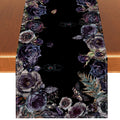 Linen Gothic Halloween Table Runner Gothic Skull Roses