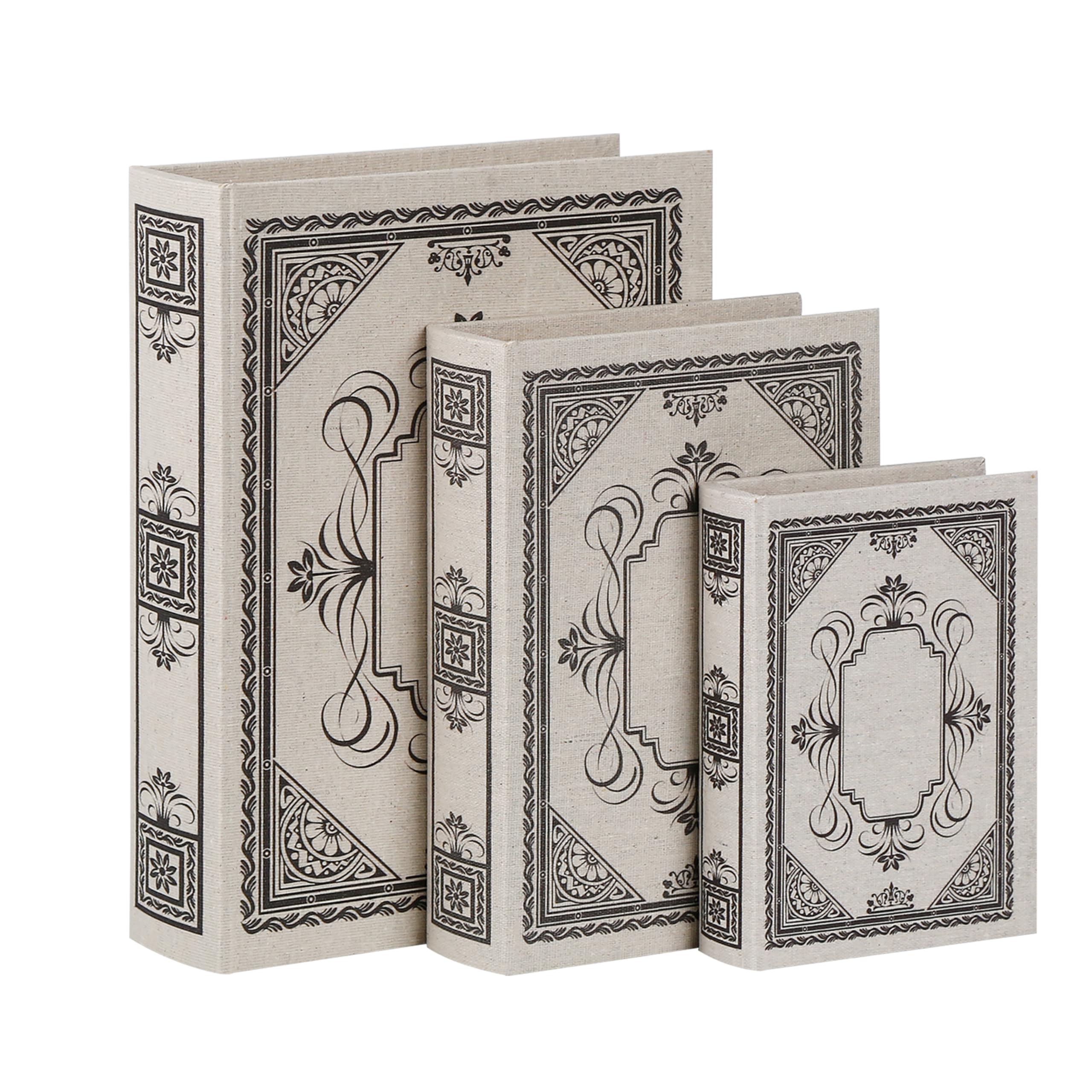 Decorative Wooden Book Box Set of 3