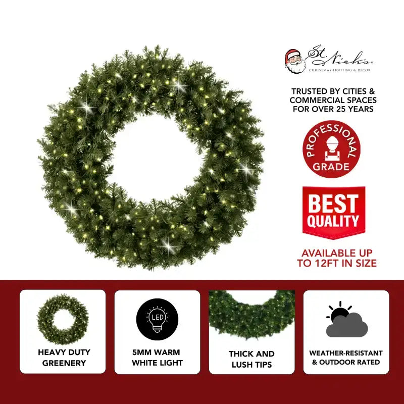 Yuletide Wreath with Warm White Lights