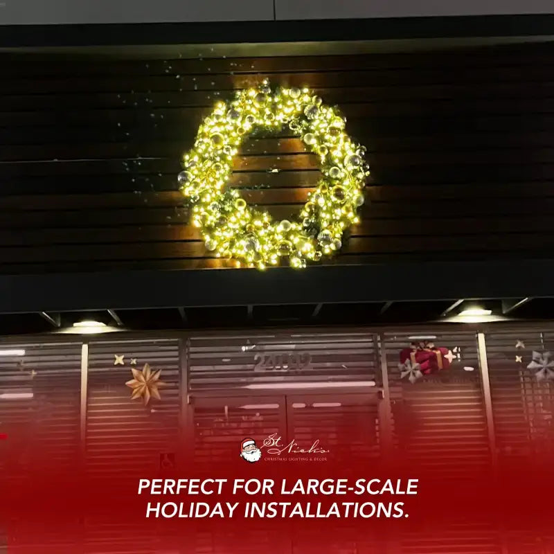 Yuletide Wreath with Warm White Lights -Silver and Gold