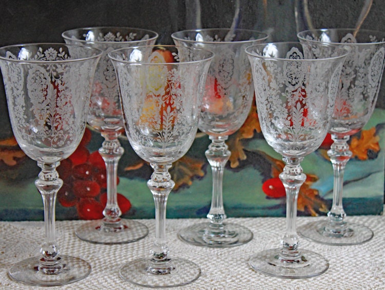 Fostoria Etched Midnight Rose Crystal Sherbet Glasses – Set of 6