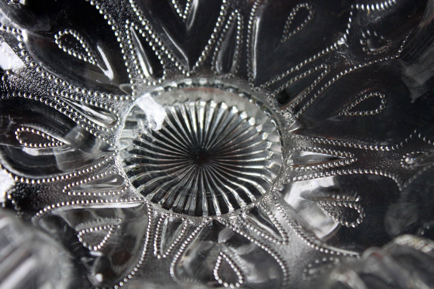 Vintage Depression Glass Bowl, Cabinet Display, Ruffled Edge