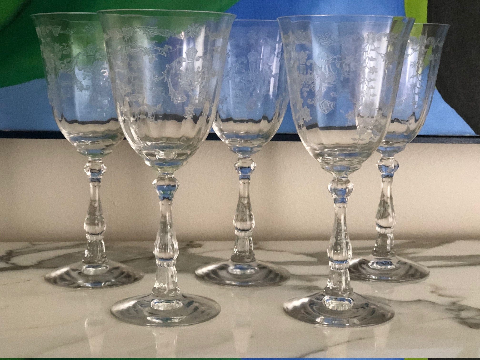 Vintage Cut Crystal Champagne Glasses - Set of 6 Fine Stemware