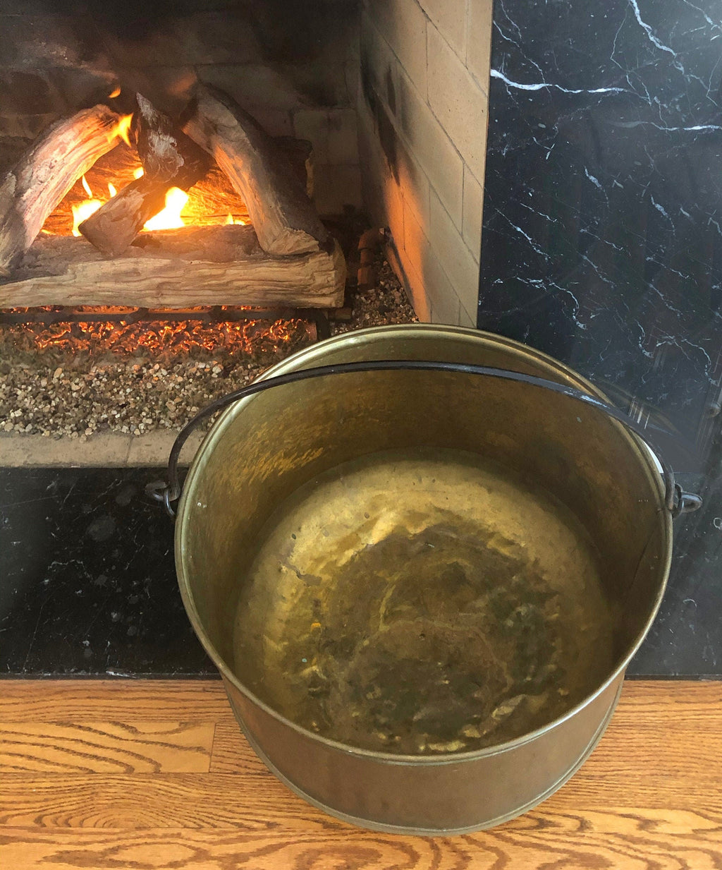 Extra Large Hand Pounded Copper Blackened Cauldron. Antique Hand Hammered Oval Scuttle for Wood Toys or Storage. Rustic Home Decor.