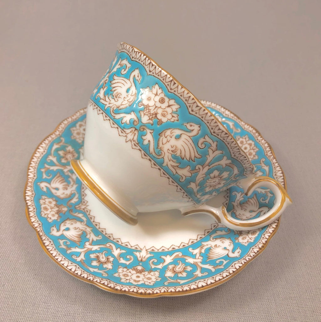 Crown Staffordshire Ellesmere Tea Cup & Saucer – Repousse Detail, Pattern 14962