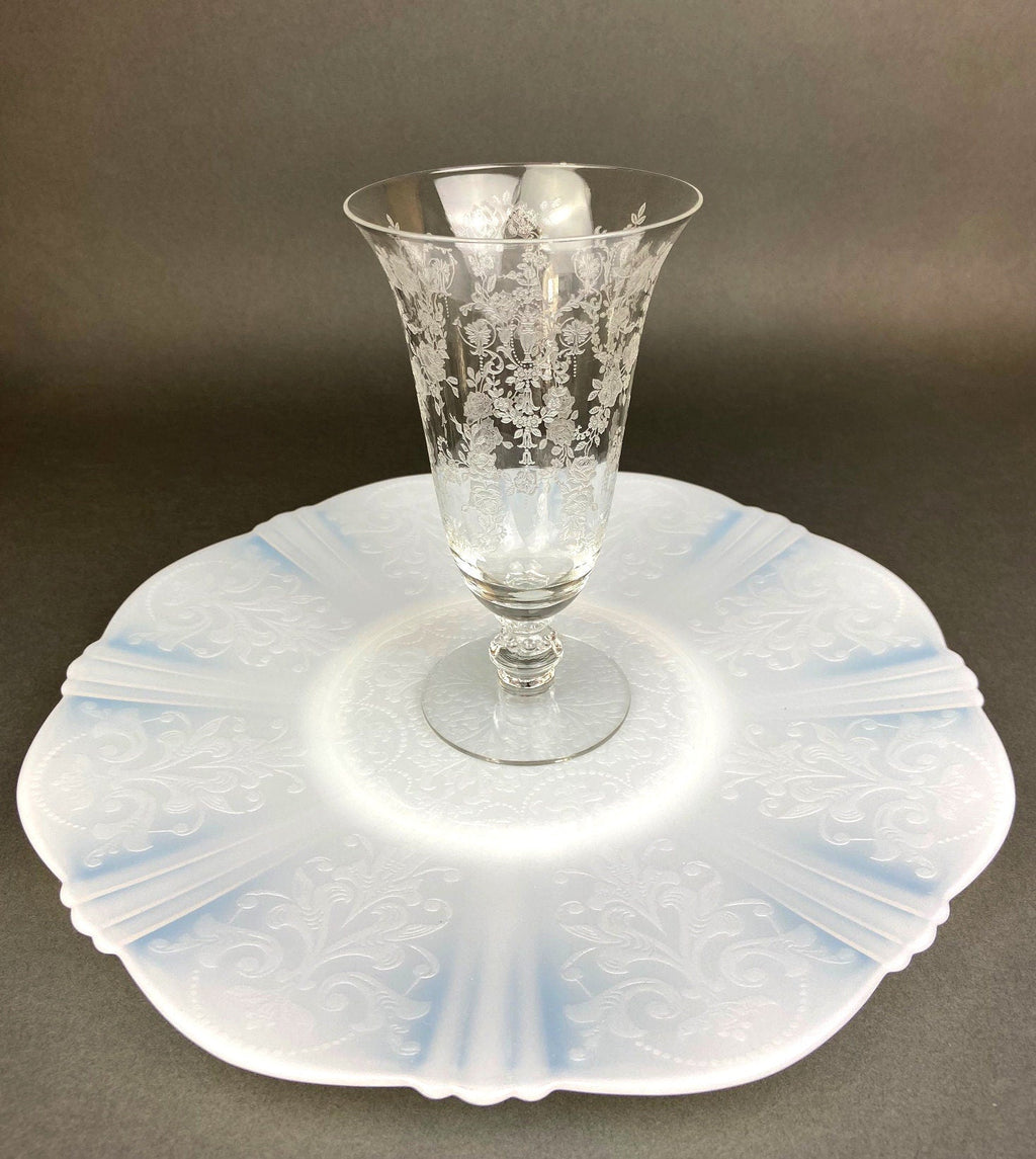 Antique Tiffin Franciscan Water Goblets in Cherokee Rose Pattern - Set of 7