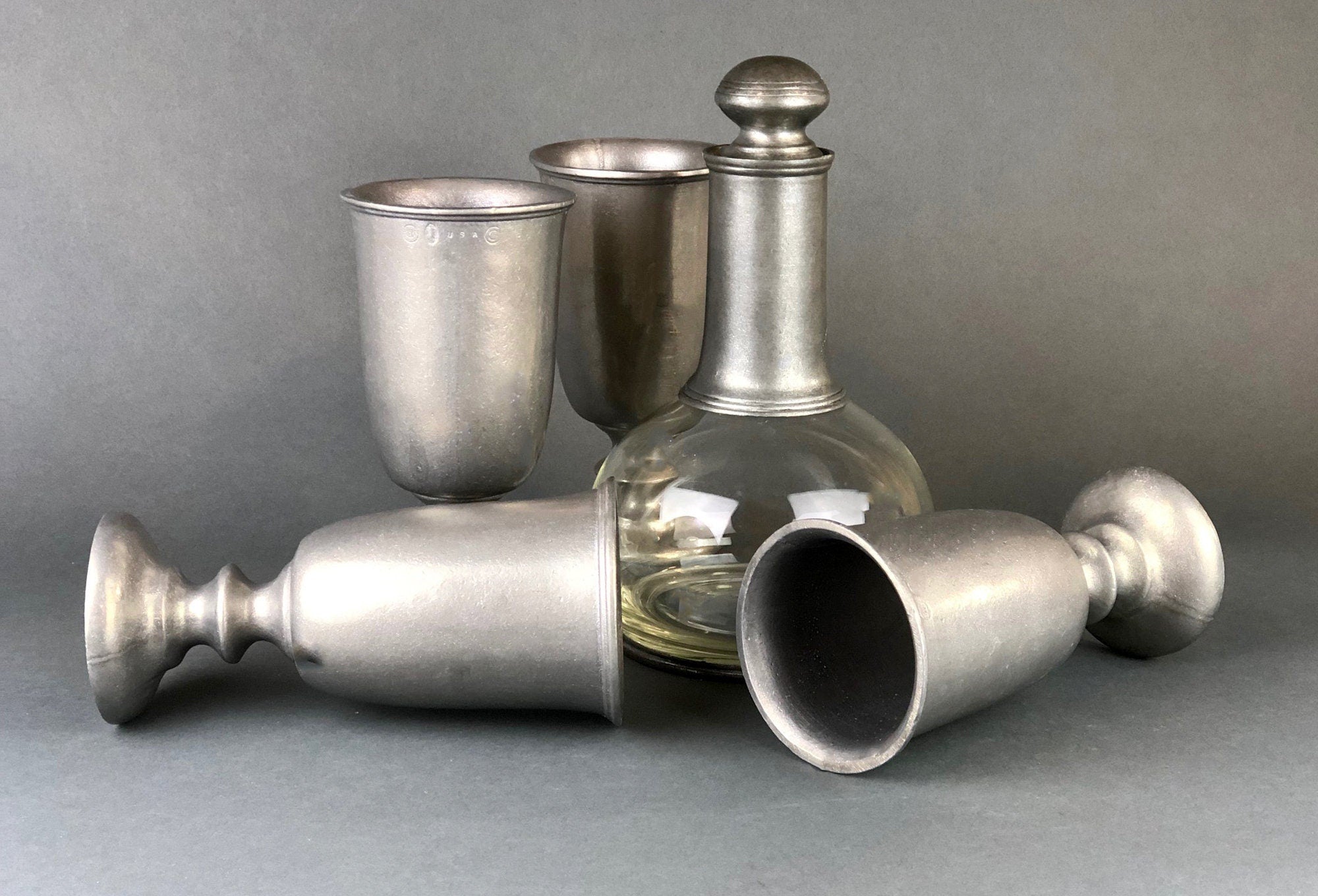 Vintage Pewter Goblet. Tavern RWP USA Barware.  Wilton Collection Wine / Water Goblet.