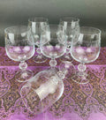 Vintage Bohemian Crystal Goblets, Queen's Lace Etched Stemware, Set of 6