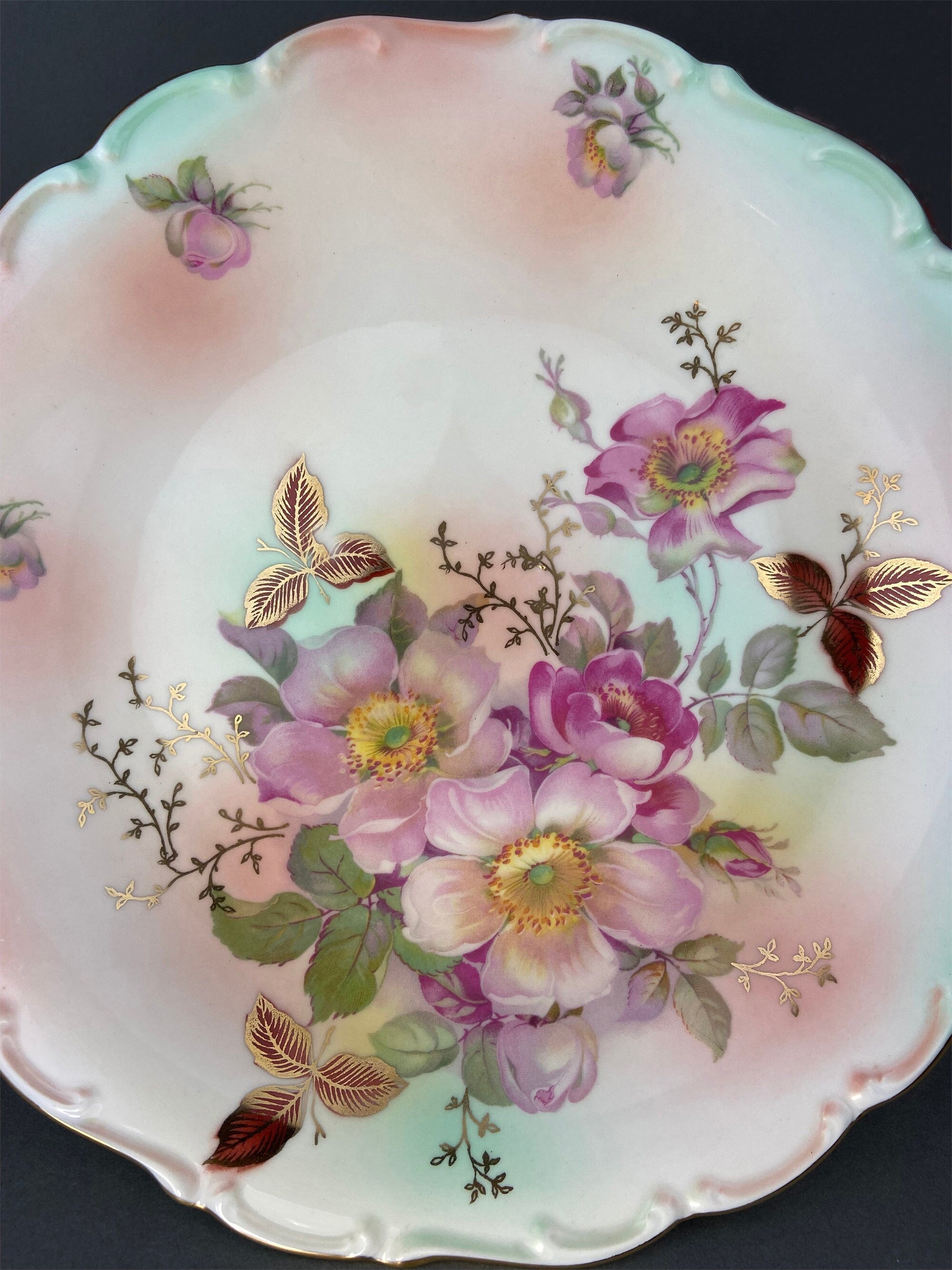 Vintage OTCO Bavaria Fragonard Porcelain Footed Cake Stand