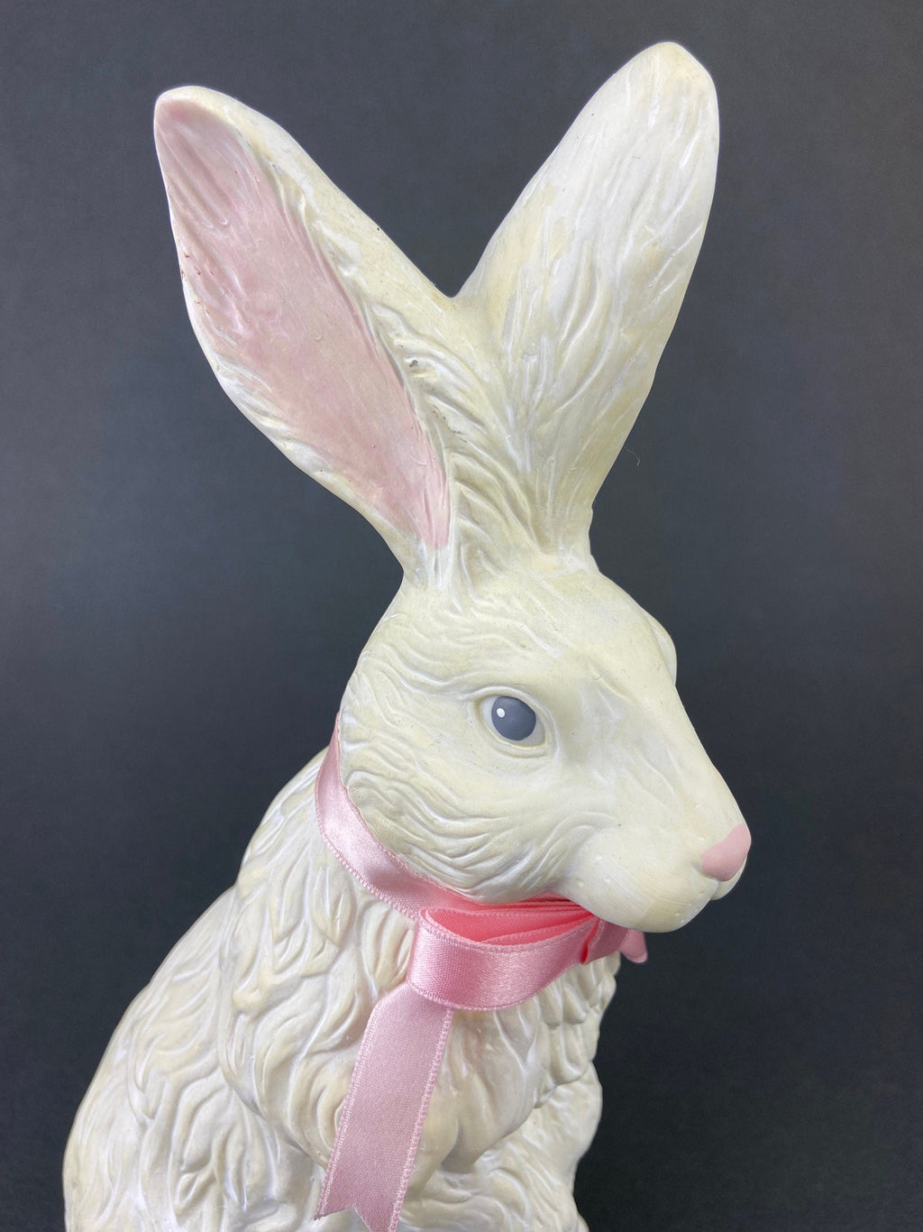 Large Reclining Bunny Figurine: White Farmhouse Easter Decor